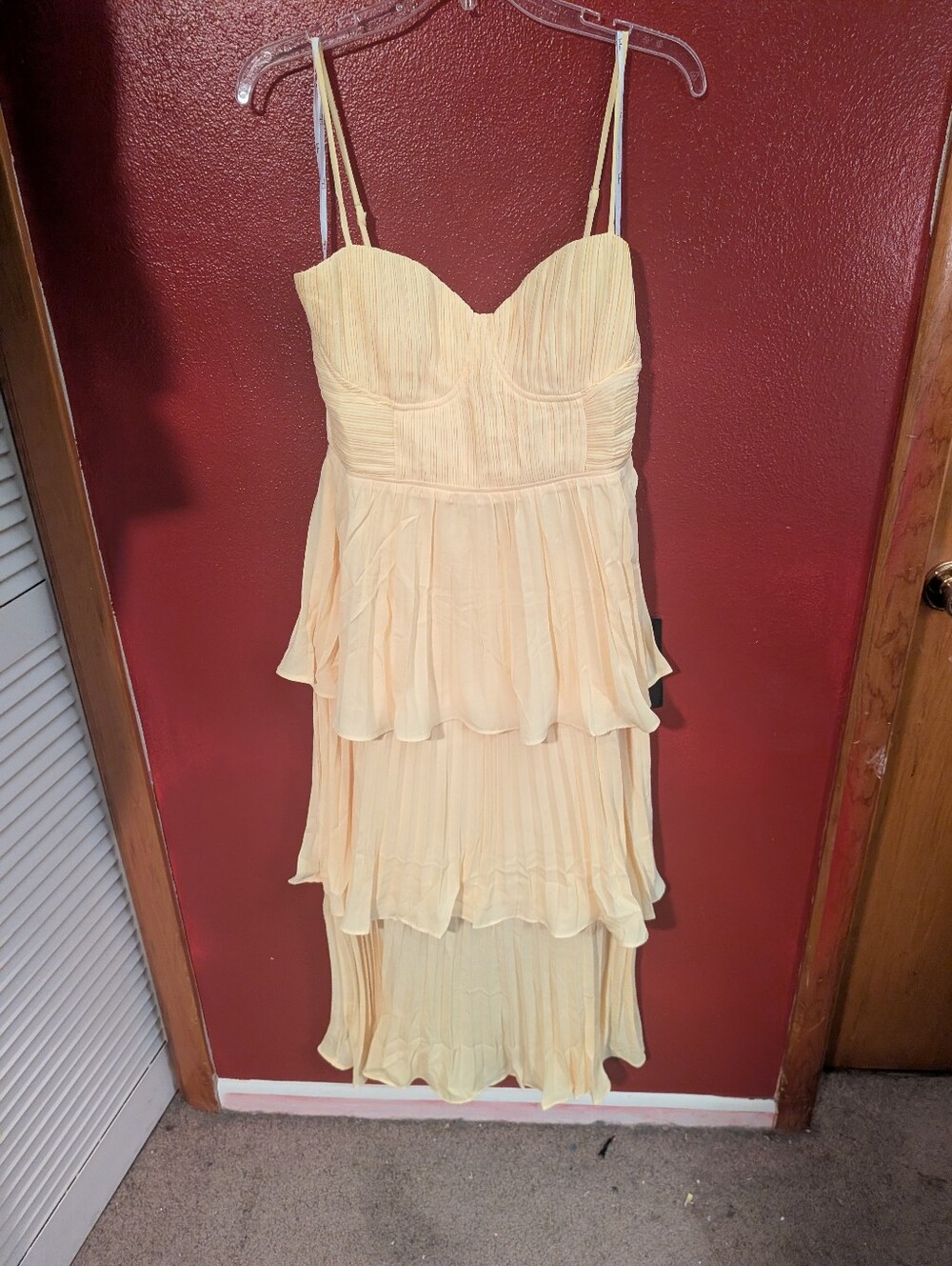Lulu's Pale Yellow High-Low Ruffled Dress